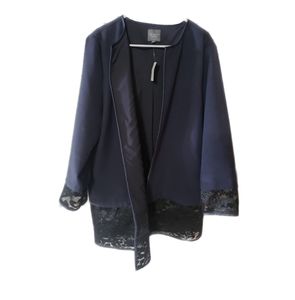 The Limited Blue Jacket | Blazer with Black Lace Trim Size XL